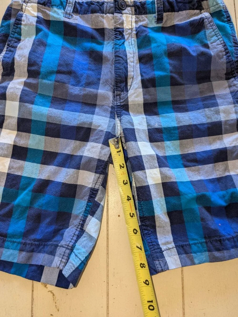 BOYS GAP KIDS BLUE PLAID SHORTS - SIZE 16 HUSKY